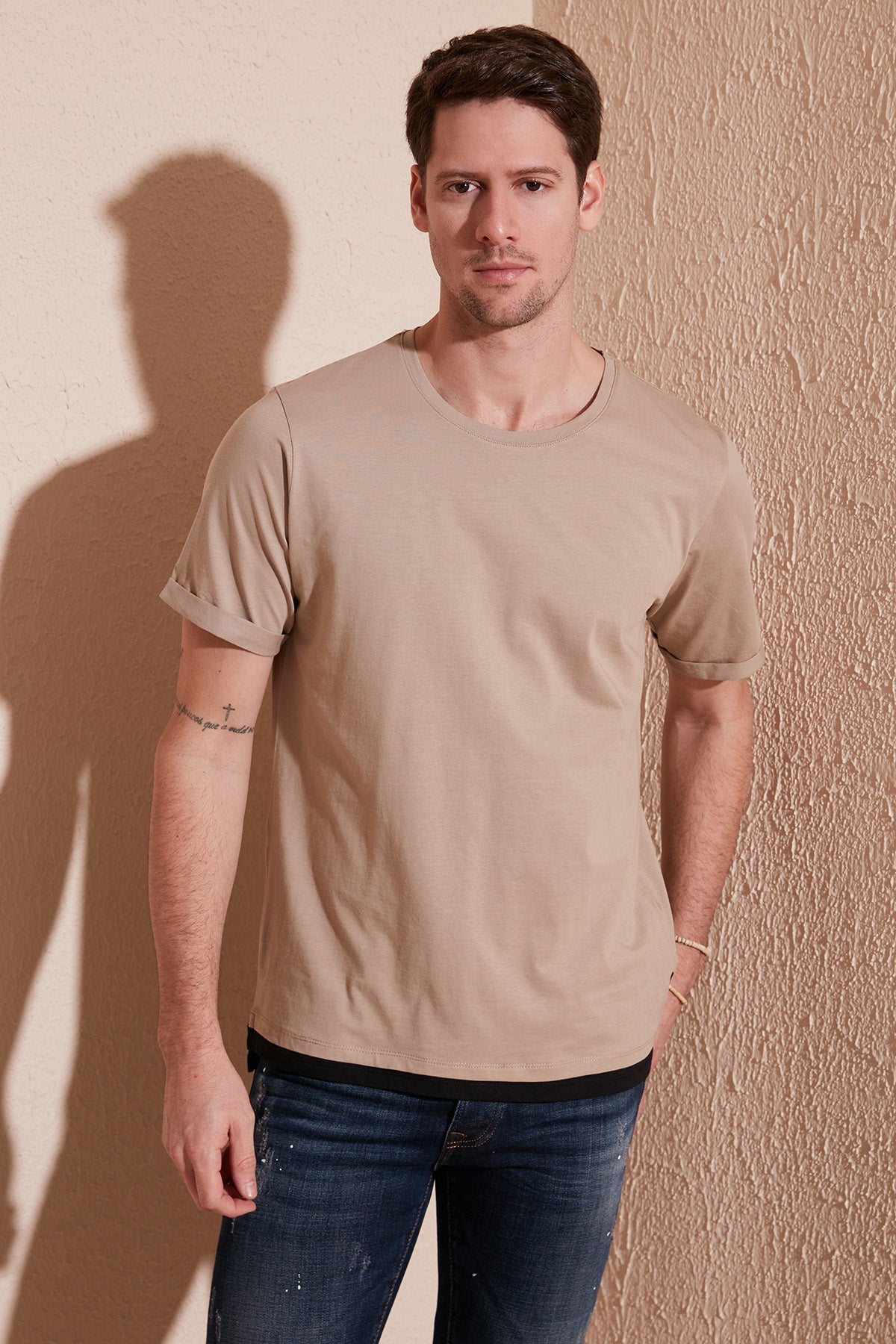 Buratti % 100 Pamuk Regular Fit Bisiklet Yaka Erkek T Shirt 5902515 VİZON