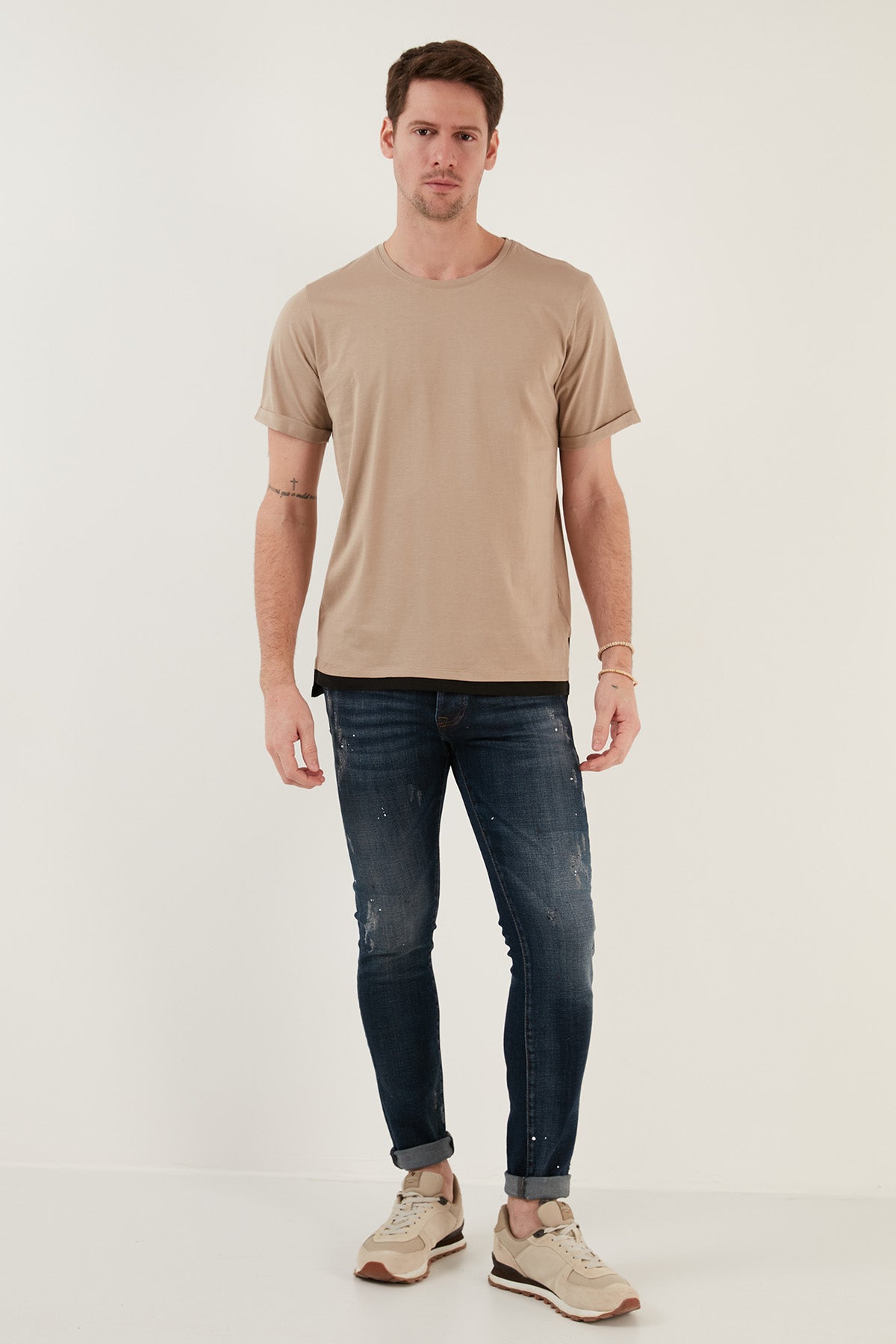 Buratti % 100 Pamuk Regular Fit Bisiklet Yaka Erkek T Shirt 5902515 VİZON