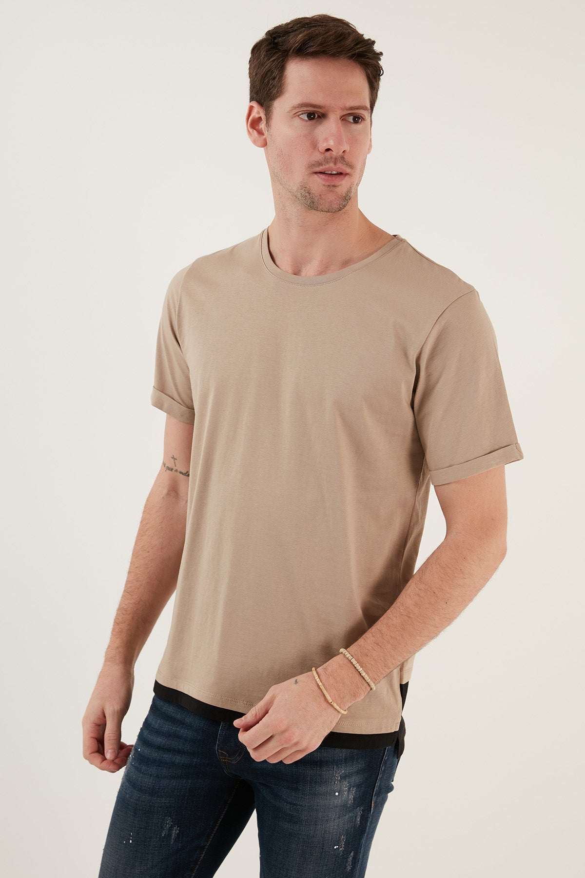 Buratti % 100 Pamuk Regular Fit Bisiklet Yaka Erkek T Shirt 5902515 VİZON