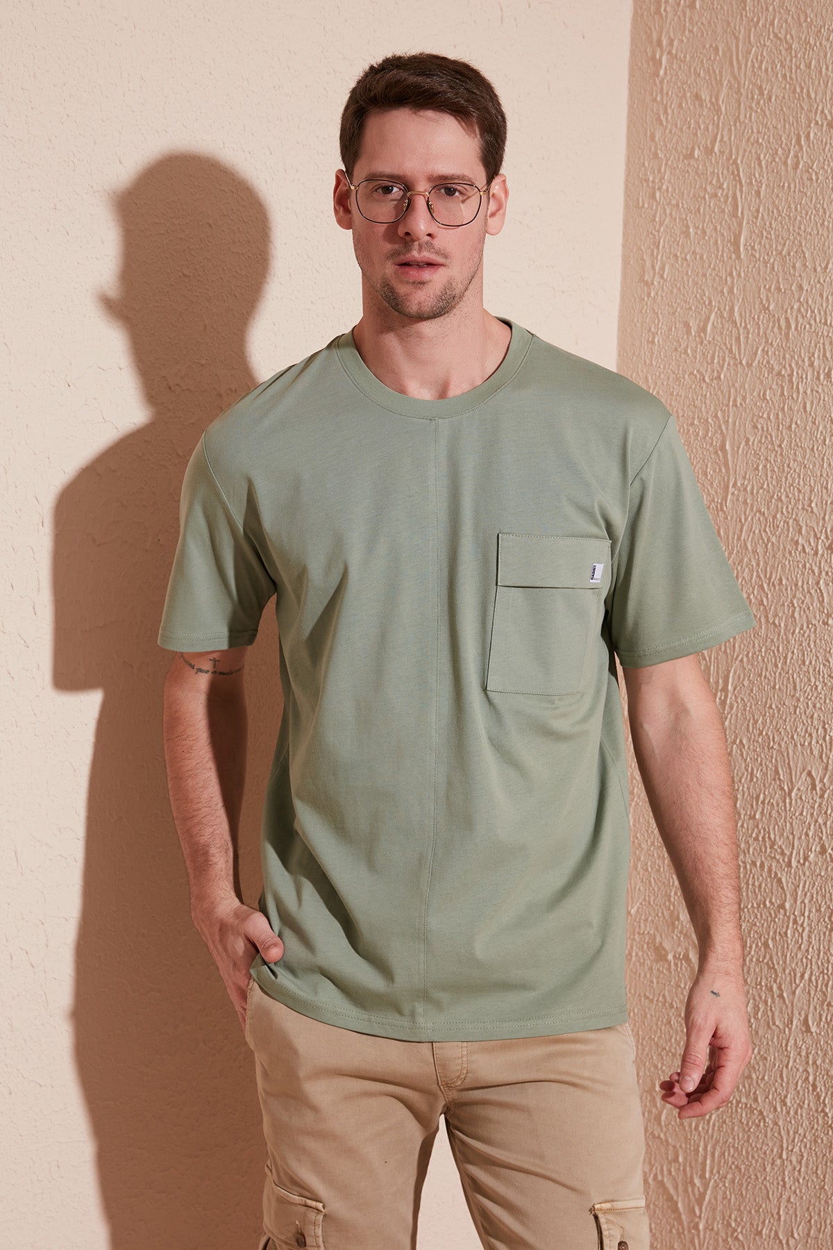 Buratti % 100 Pamuk Relaxed Fit Bisiklet Yaka Erkek T Shirt 5902605 ELMA YEŞİLİ