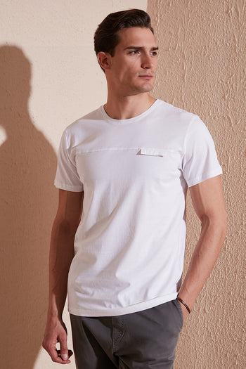 Buratti % 100 Pamuk Regular Fit Bisiklet Yaka Erkek T Shirt 5902615 BEYAZ