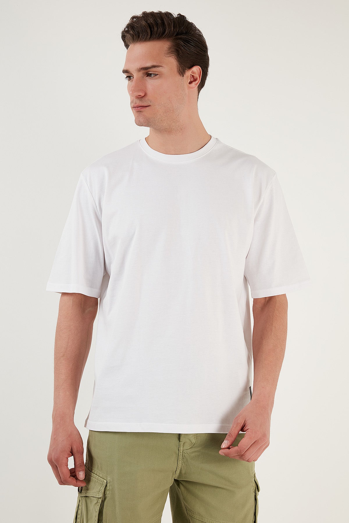 Buratti % 100 Pamuk Sırt Baskılı Oversize Bisiklet Yaka Erkek T Shirt 5902636 BEYAZ