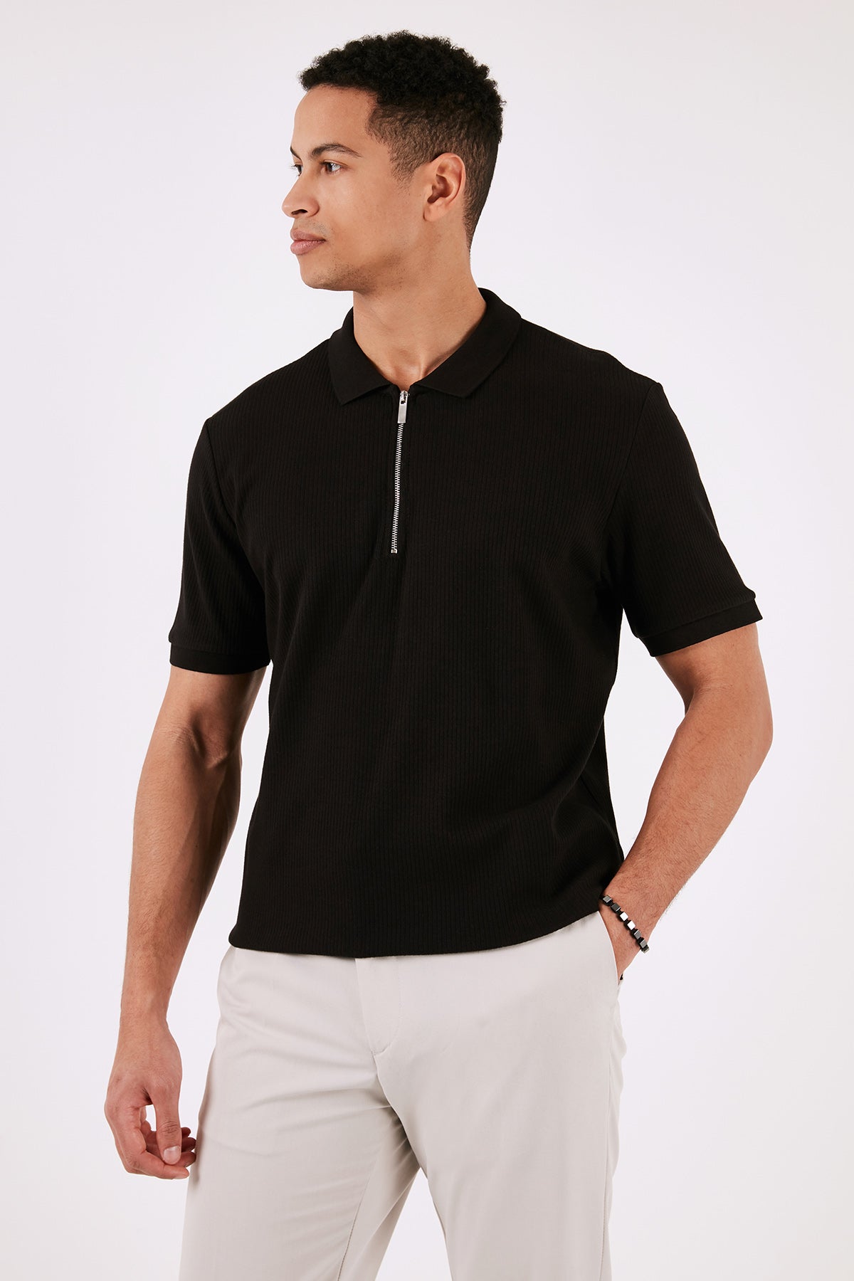 Buratti Pamuklu Regular Fit Fermuarlı Erkek Polo Yaka T Shirt 5902738 SİYAH