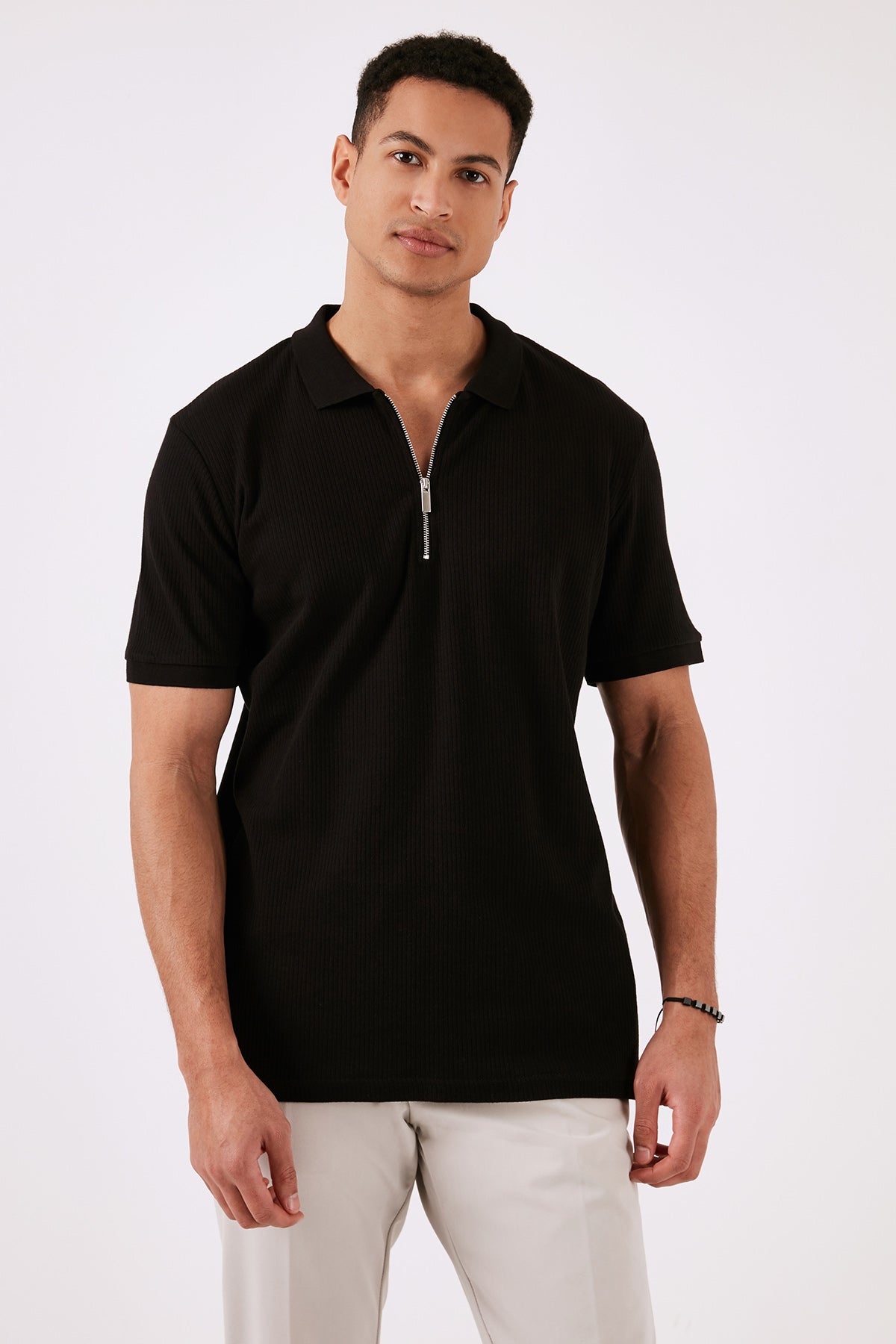 Buratti Pamuklu Regular Fit Fermuarlı Erkek Polo Yaka T Shirt 5902738 SİYAH