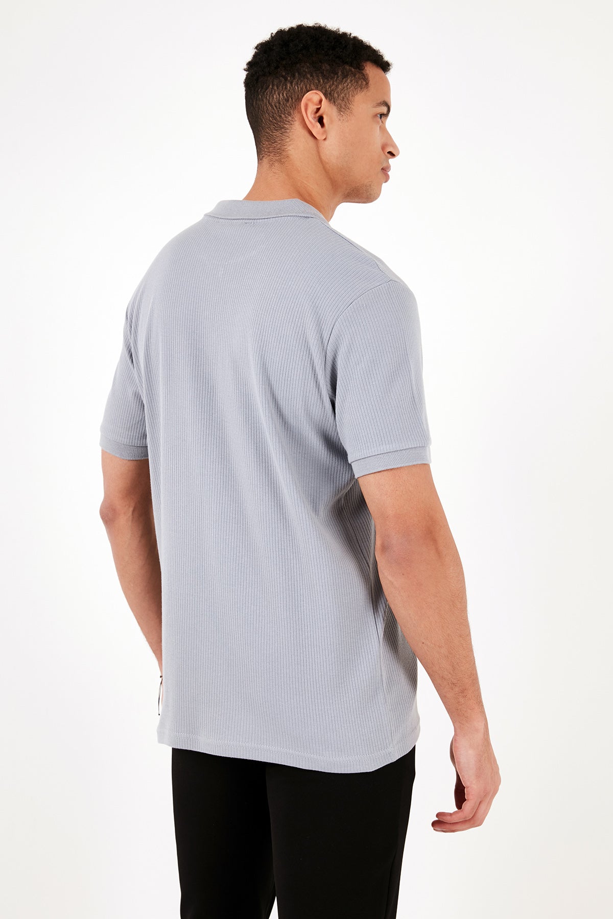 Buratti Pamuklu Regular Fit Fermuarlı Erkek Polo Yaka T Shirt 5902738 AÇIK GRİ