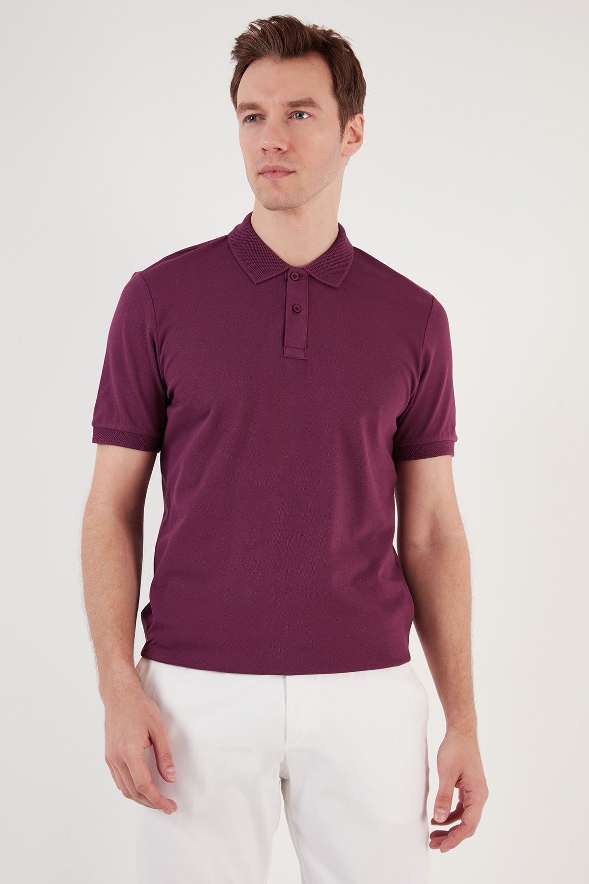 Buratti Pamuklu Regular Fit Düğmeli Erkek Polo Yaka T Shirt 5902739 MÜRDÜM