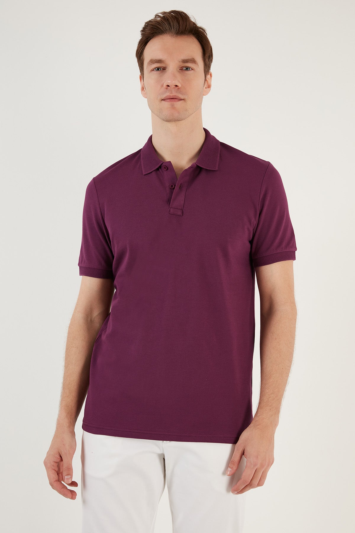 Buratti Pamuklu Regular Fit Düğmeli Erkek Polo Yaka T Shirt 5902739 MÜRDÜM