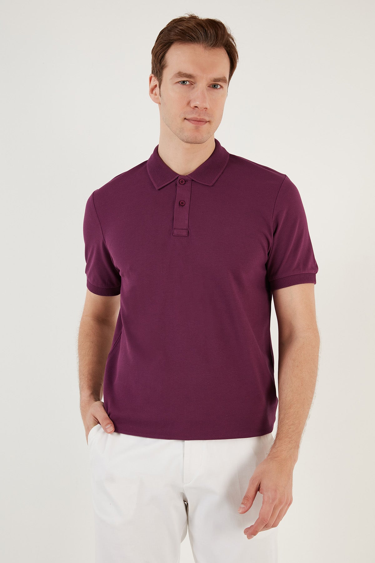 Buratti Pamuklu Regular Fit Düğmeli Erkek Polo Yaka T Shirt 5902739 MÜRDÜM