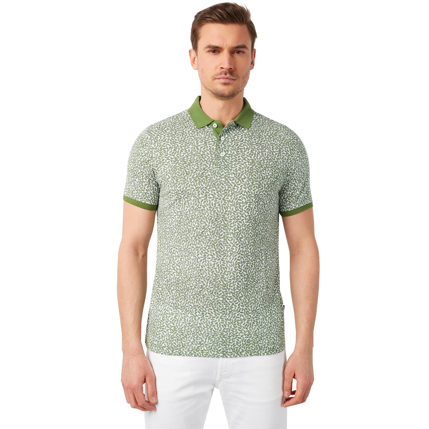 Buratti % 100 Pamuklu Desenli  Yaka T Shirt Erkek Polo 5968001 YEŞİL-BEYAZ