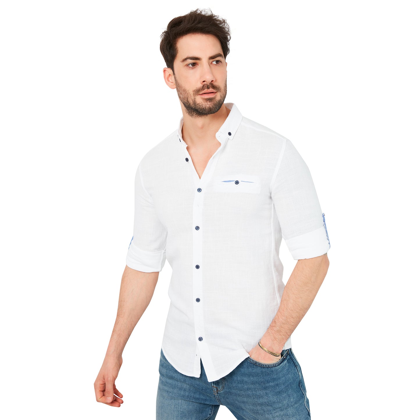 Buratti % 100 Pamuklu Slim Fit Uzun Kollu Erkek Gömlek CF21S111498 BEYAZ