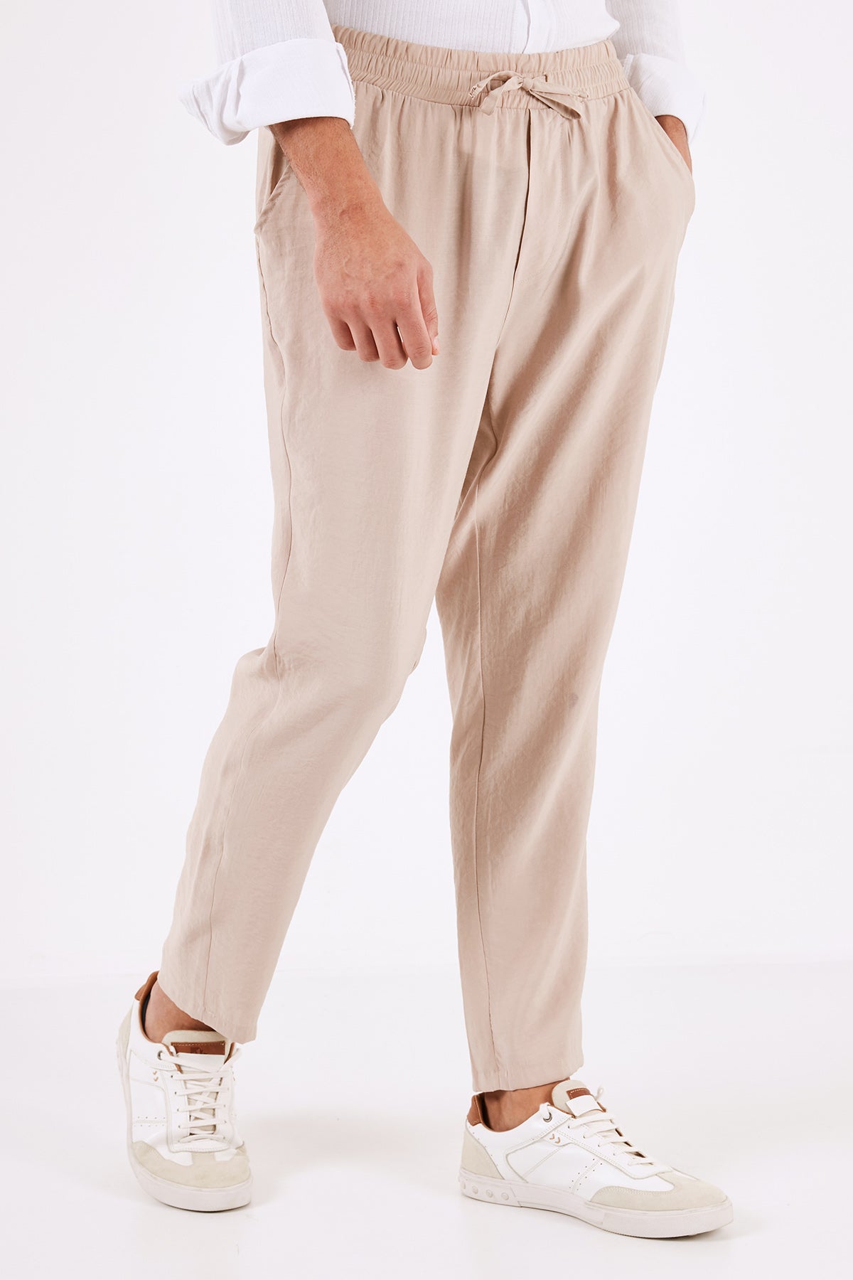 Buratti Elastik Bel Bantlı Cepli Regular Fit Yazlık Erkek Pantolon CF24S617952 BEJ