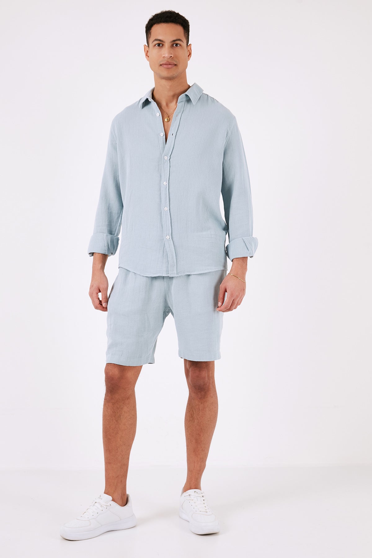 Buratti Pamuklu Regular Fit Cepli Müslin Erkek Short CF24S657802 AQUA