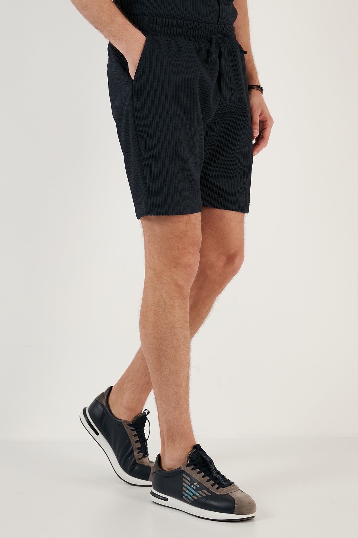 Buratti Belden Bağlamalı Cepli Slim Fit Erkek Short CF24S657850 LACİVERT