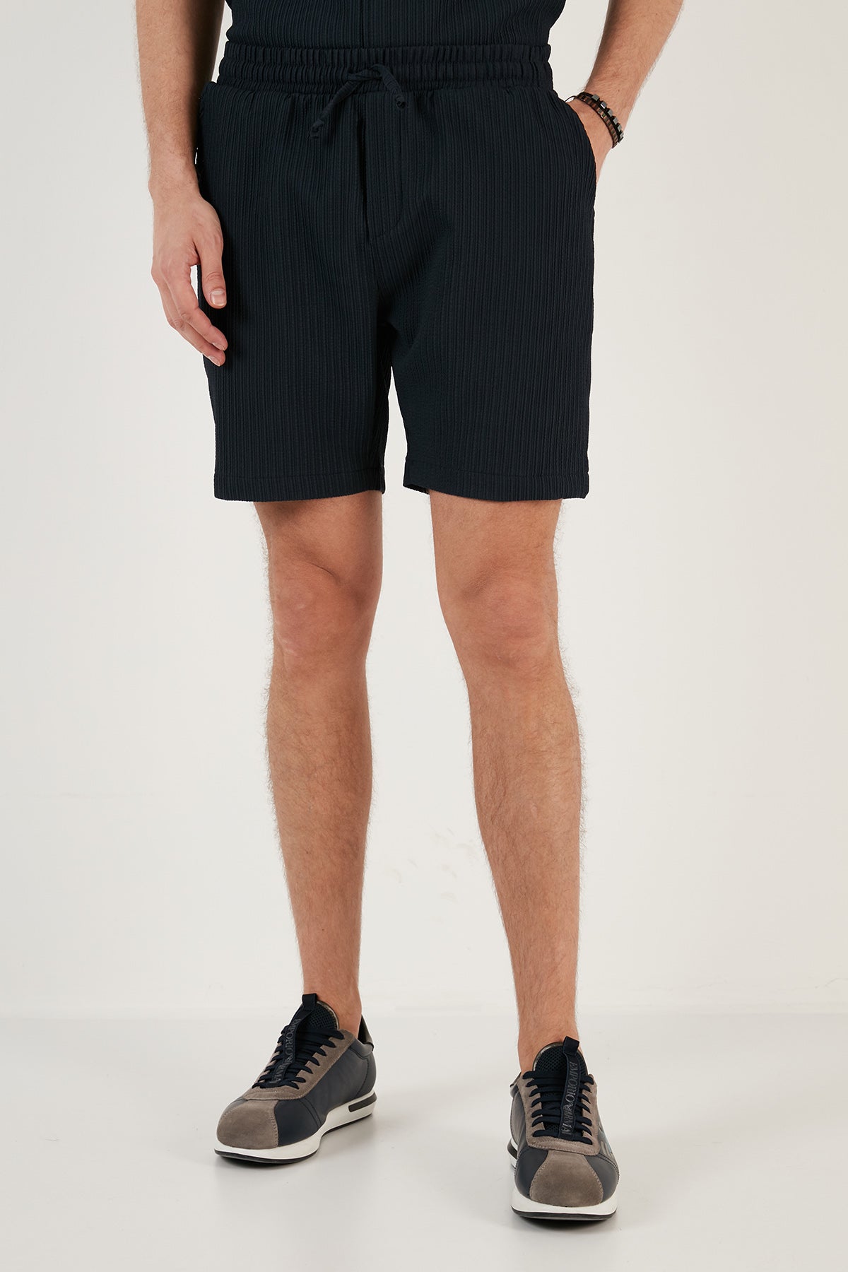 Buratti Belden Bağlamalı Cepli Slim Fit Erkek Short CF24S657850 LACİVERT