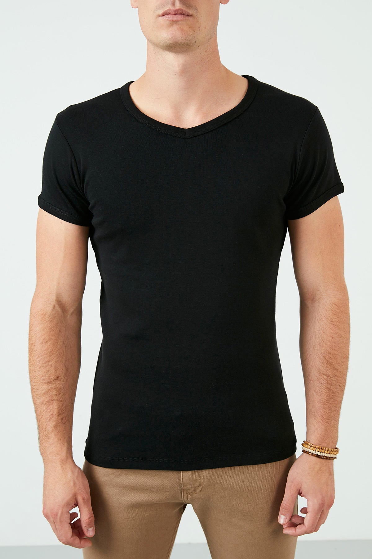 Buratti V Yaka Slim Fit % 100 Pamuk Erkek T Shirt 5412043 SİYAH