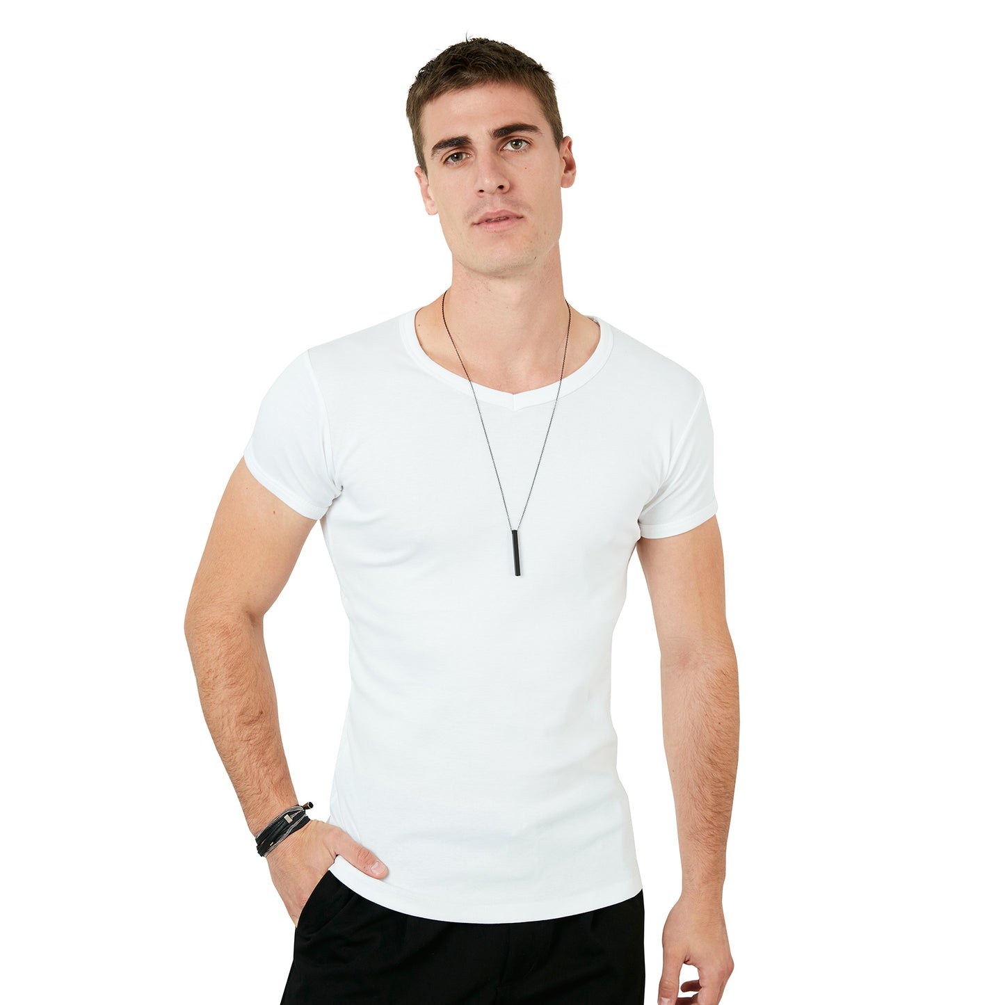 Buratti V Yaka Slim Fit % 100 Pamuk Erkek T Shirt 5412043 BEYAZ