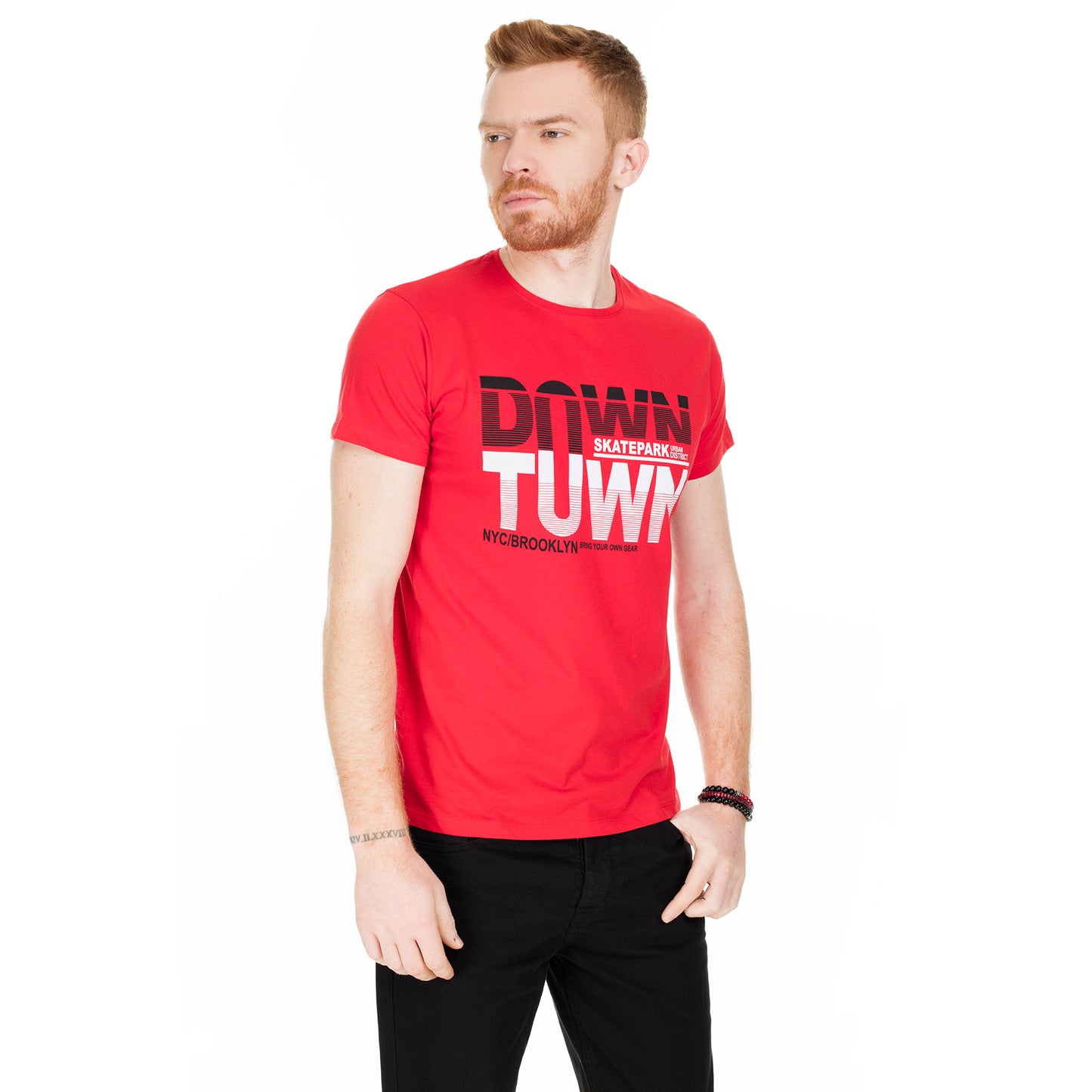 Buratti Baskılı Bisiklet Yaka Erkek T Shirt 54150 KIRMIZI