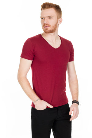 Buratti V Yaka Erkek T Shirt 54165 BORDO