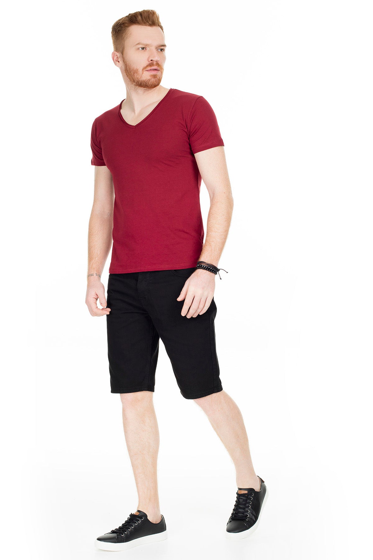 Buratti V Yaka Erkek T Shirt 54165 BORDO