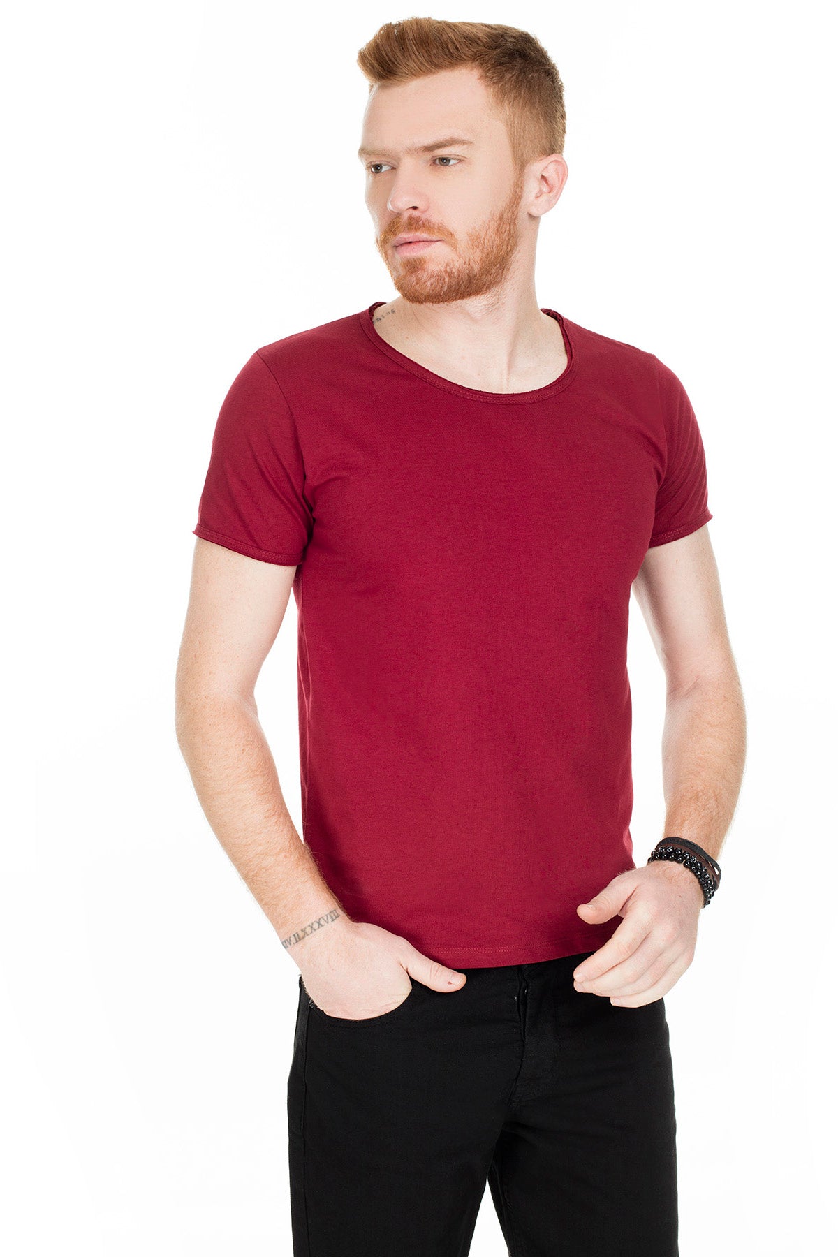 Buratti Bisiklet Yaka Erkek T Shirt 54175 BORDO