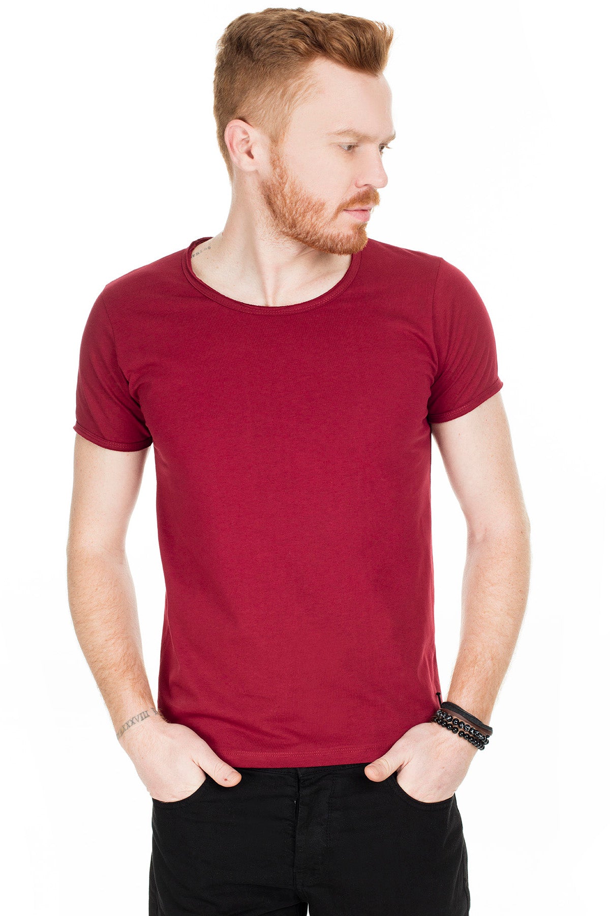 Buratti Bisiklet Yaka Erkek T Shirt 54175 BORDO