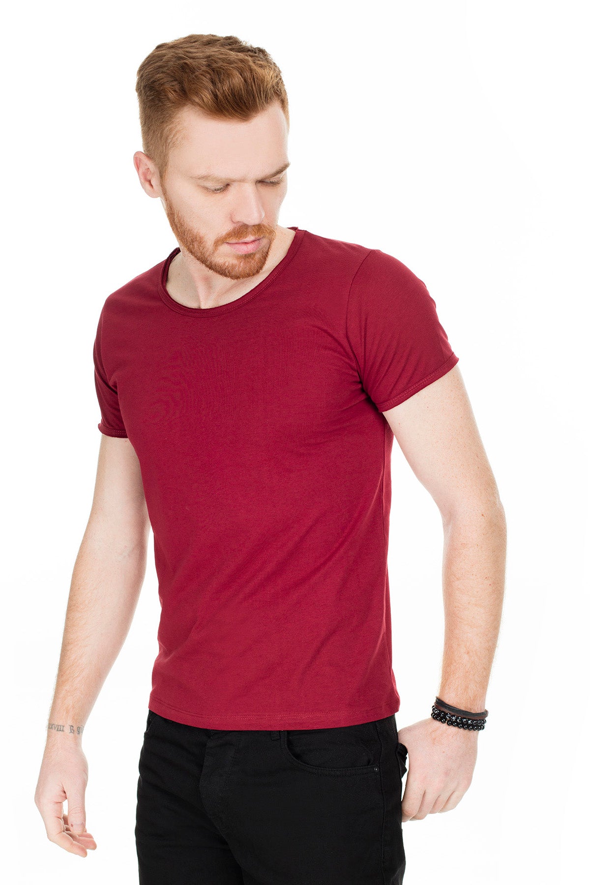 Buratti Bisiklet Yaka Erkek T Shirt 54175 BORDO