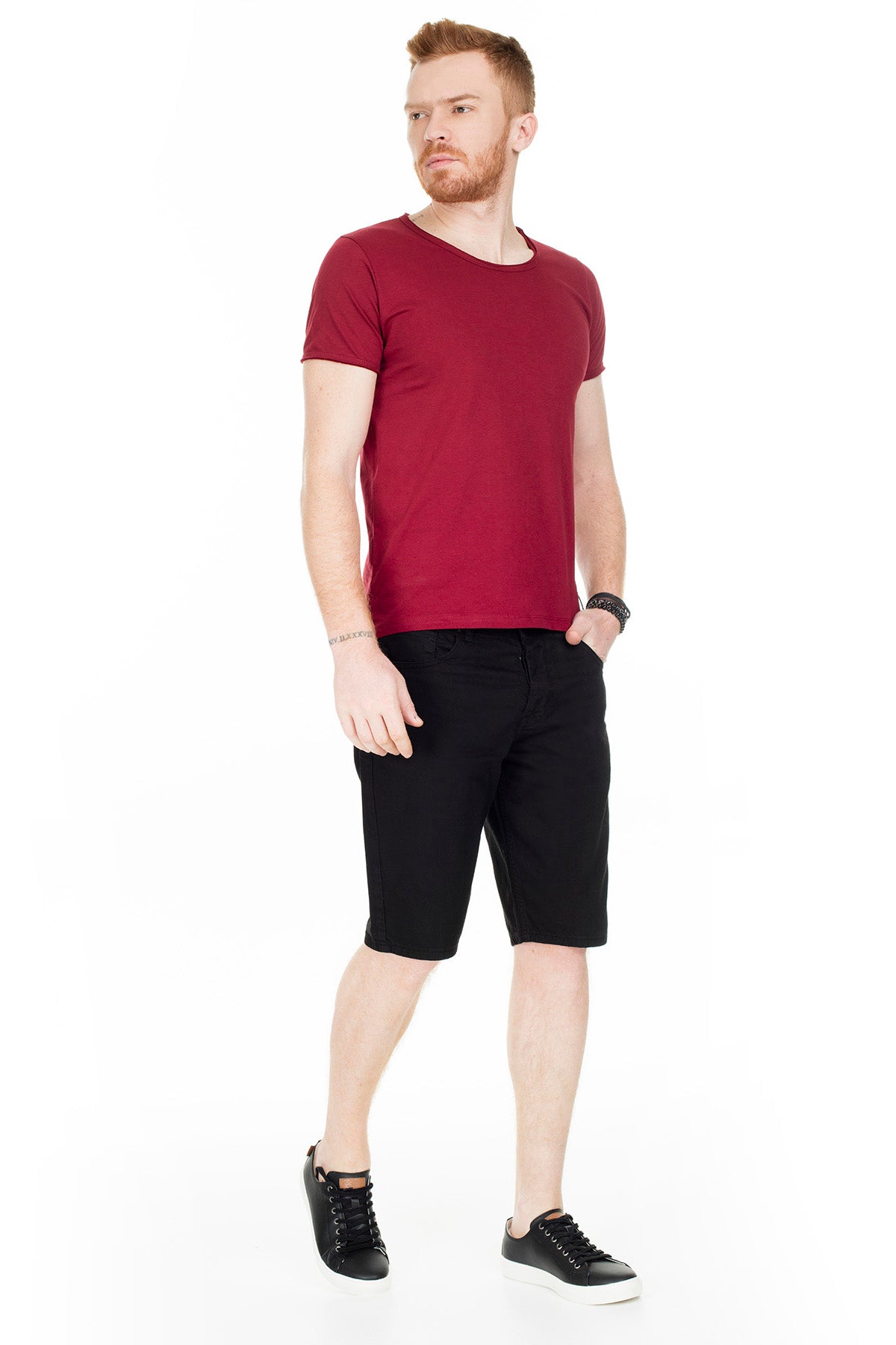 Buratti Bisiklet Yaka Erkek T Shirt 54175 BORDO