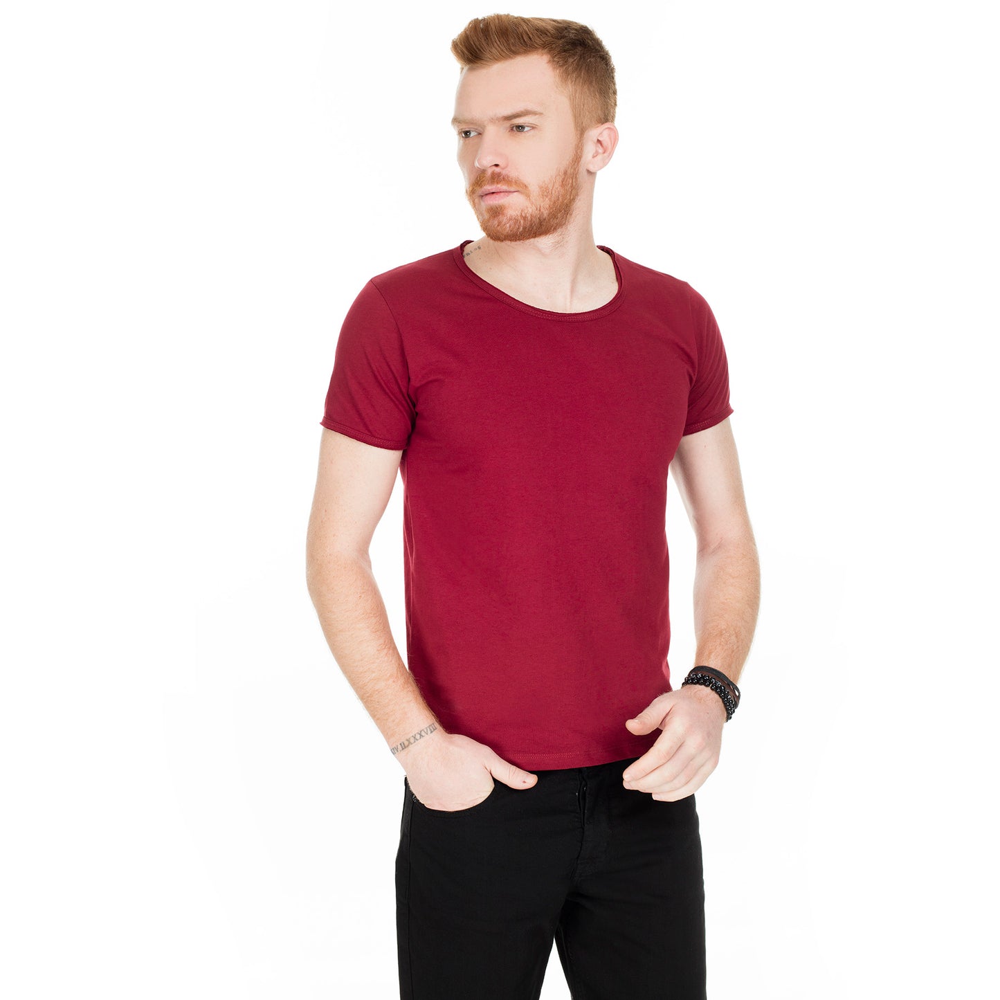 Buratti Bisiklet Yaka Erkek T Shirt 54175 BORDO